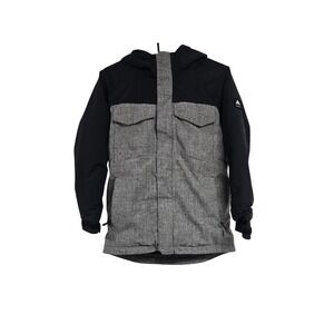 Burton Kids Snowboard Jacket Grey Black Hooded Room-To-Grow Size M 10/12